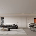 Modern Living Dining Room Interior Design With Open Layout Sofa Coffee Table And TV 3d model