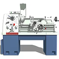 Industrial Lathe Machine With Control Panel Tool Rest And Blue Base