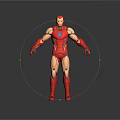 Highly Detailed Red Armor 3D Game Movie Character Featuring Shiny Chest Reactor