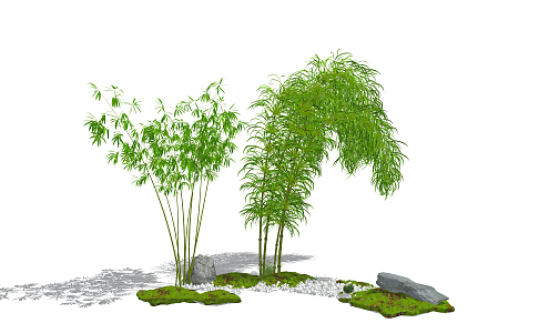 Modern Bamboo Forest Bamboo Pile Green Planting Pebbles Stone Green Space 3d model