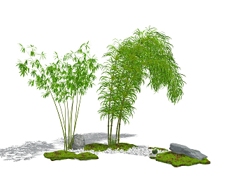 Modern Bamboo Forest Bamboo Pile Green Planting Pebbles Stone Green Space 3d model