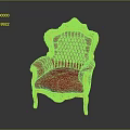 Luxurious Ornate Chair With Red Tufted Cushion And Yellow Carved Frame Design