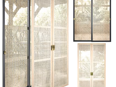 Modern Woven Room Dividers With Wooden And Metal Frames For Interior 3d model
