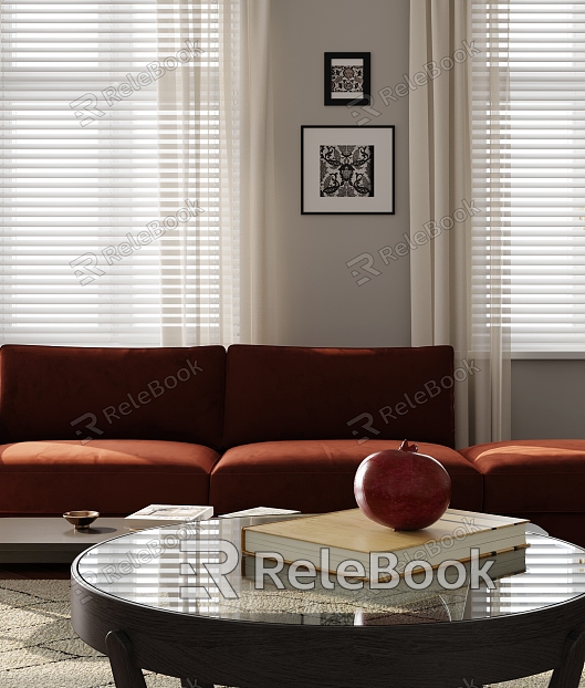 Living room sofa coffee table ornaments model