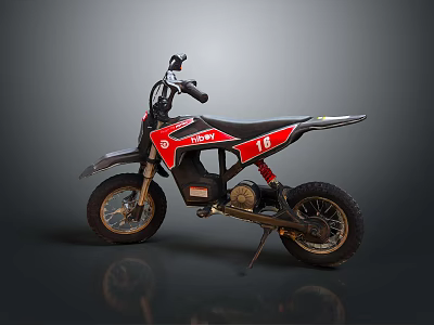 Red and Black Off Road Dirt Bike With Rugged Tires And Sporty Design 3d model