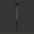 Traditional Handcrafted Axe with Swirl Patterned Blade Red Wooden Handle and Brass Rivet Accents