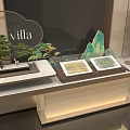 Modern Luxury Sales Office Interior Design With Decorative Ornaments Green Plants And Landscape Paintings