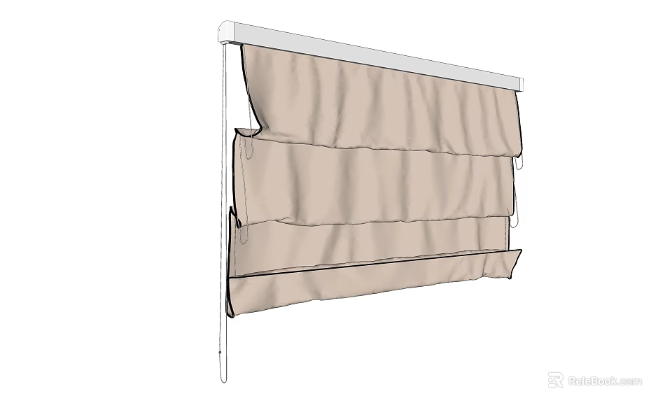 Beige Layered Roman Shades With Wall Mounted Design For Home Window Treatment 3d model 