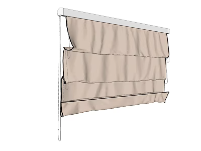 Beige Layered Roman Shades With Wall Mounted Design For Home Window Treatment 3d model