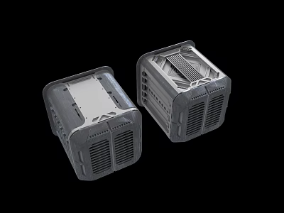 Gray Industrial Device Enclosures With Grille Design And Structural Details 3d model