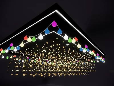 Colorful Teardrop Shaped Decorative Lights With Small Hanging Lamps For Ceiling Ambient Atmosphere 3d model