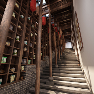 Chinese Aisle Teahouse Passage 3d model