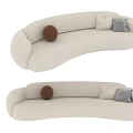 Modern White Curved Sectional Sofa With Decorative Ball And Patterned Pillows 3d model