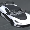 White And Black Sports Car With Aerodynamic Design Rear Spoiler And Black Wheels