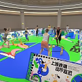 Indoor Children's Activity Area Featuring Colorful Mats People Playing And Cartoon Panels