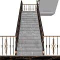 Elegant Staircase Design with Gray Marble Steps and Golden Ornate Railings