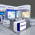 Modern Brandori Exhibition Booth With White Blue Design Screen Seating And Information Panels