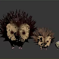 Character Hedgehogs With Size Variations Red Eyes And Blue Background 3d model