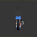 Colorful Toy Motorcycle Design With Blue White Red Body Red Wheels And Brown Seat