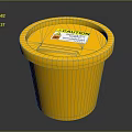 Bright Yellow Plastic Caution Bucket With Warning Label And Secure Lid
