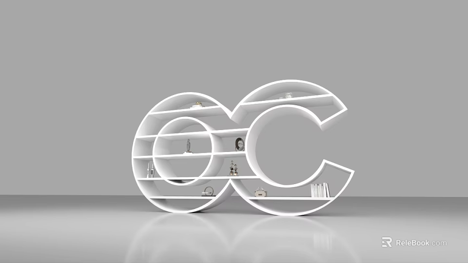 Small Decorative Ornament Combination On White Infinity Symbol Multi-layered Shelf 3d model 