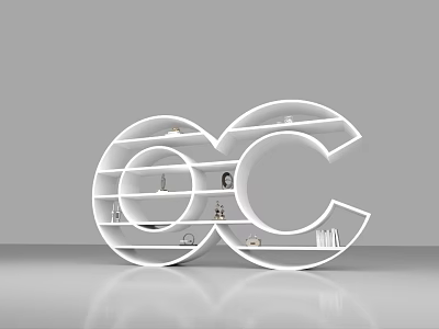 Small Decorative Ornament Combination On White Infinity Symbol Multi-layered Shelf 3d model