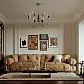 Warm Beige Modern Open Plan Living And Dining Room Interior With Cozy Leather Sofa Decor