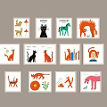 Colorful Cartoon Animal Art Prints With Wall Display And Decorative Designs