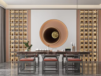 New Chinese Tea Room Tea Table 3d model