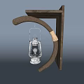 Vintage Rustic Chandelier With Wooden Bracket Glass Lantern And Retro Design
