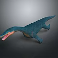 Detailed Blue Aquatic Dinosaur Model With Open Mouth Streamlined Body Textured Skin