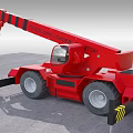 Red Industrial Mobile Crane With Striped Boom For Heavy Duty Construction Work