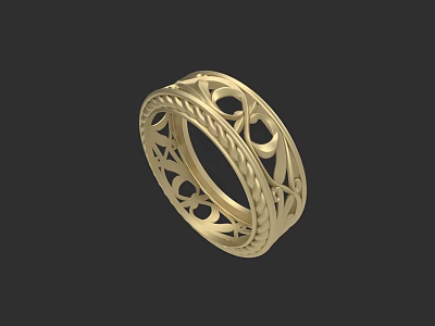 Gold Ring With Filigree Design And Braided Pattern For Jewelry Collection 3d model