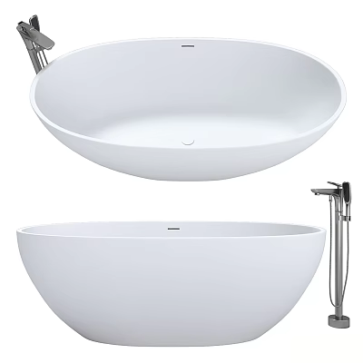 Elegant White Freestanding Bathtub Design With Modern Faucet And Smooth Surface 3d model