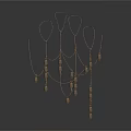 Modern Abstract Metallic Sculpture with Curved Wires and Hanging Beads Design