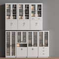 White File Cabinets With Glass Doors Two Levels Multiple Compartments Storing Books And Documents