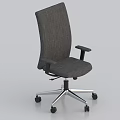 Gray Mesh Backrest Office Chair With Armrests Silver Base And Rolling Wheels Design 3d model