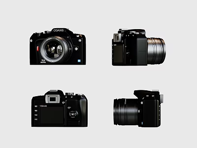 COOX Black Digital Cameras Showcasing Various Angles And Design Details 3d model
