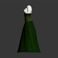 Elegant Green Long Vintage Dress With White Sleeves And Corset Bodice