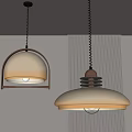 Modern Pendant Lights With Cream Shades Wooden Accents And Metal Chains Against Vertical Striped Wall