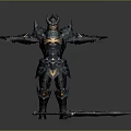 Fantasy Warrior Armor Design With Decorative Sword And Metallic Accents