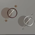 Modern Circular Wall Decor With Beige Gray Panels Metal Balls And Illuminated Accents