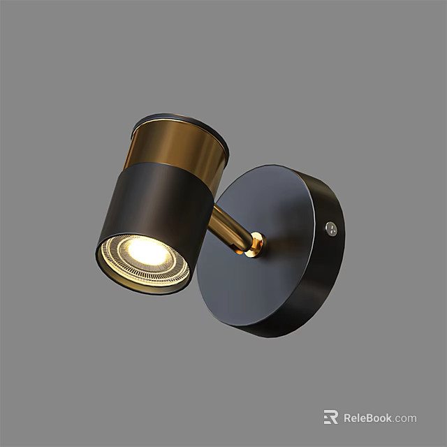 Modern Black And Gold Wall Mounted Downlight Spotlight With Sleek Metal Finish 3d model 