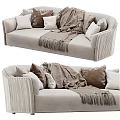 Modern Cozy Light Colored Sectional Sofa With Multiple Pillows And Fringe Blanket 3d model