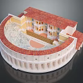 Cultural Center Building With Red Roof White Walls And Curved Architectural Design