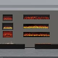 Modern Fireplaces With Multiple Wall Mounted Designs And Burning Flames In Interior 3d model