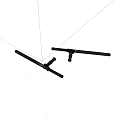 Two Black Traditional Japanese Swords With Metal Blades And Classic Handle Design