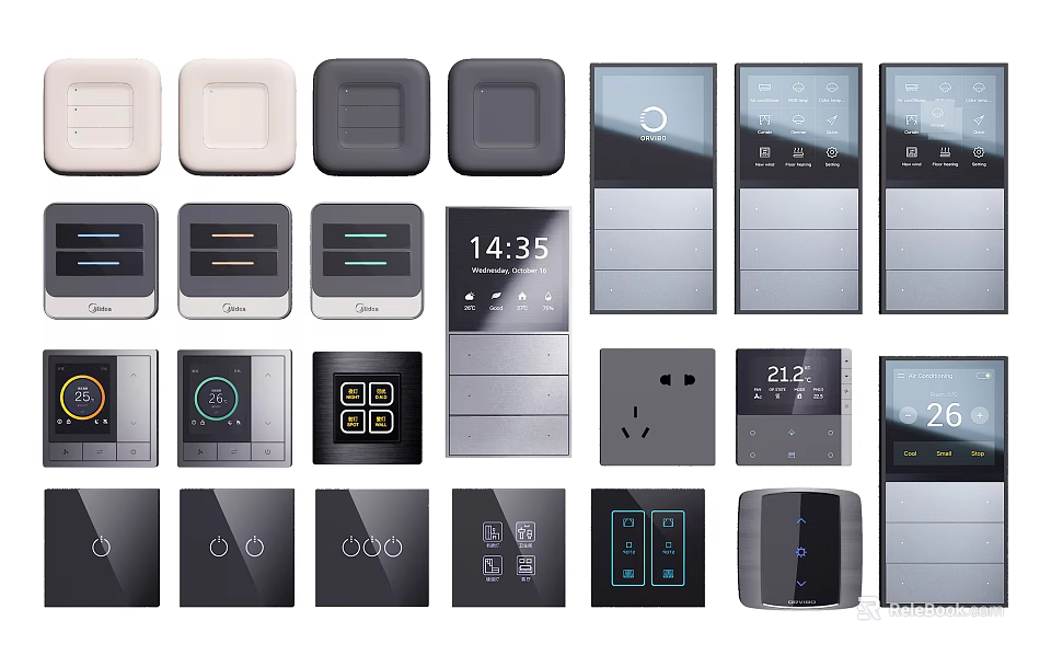 Multiple Modern Switch Panels With Various Styles Designs And Practical Functions For Home Use 3d model 