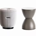 Modern Round Stools With Upholstered Seat And Metallic Base Design