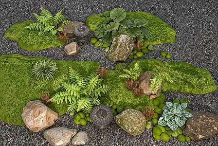 New Chinese Courtyard Micro Terrain Landscape Stone Courtyard Sick 3d model